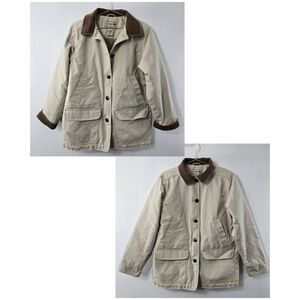 LL Bean Barn Jacket Corduroy Trim Vintage VTG 90s Y2k Chore Coat Button Front M